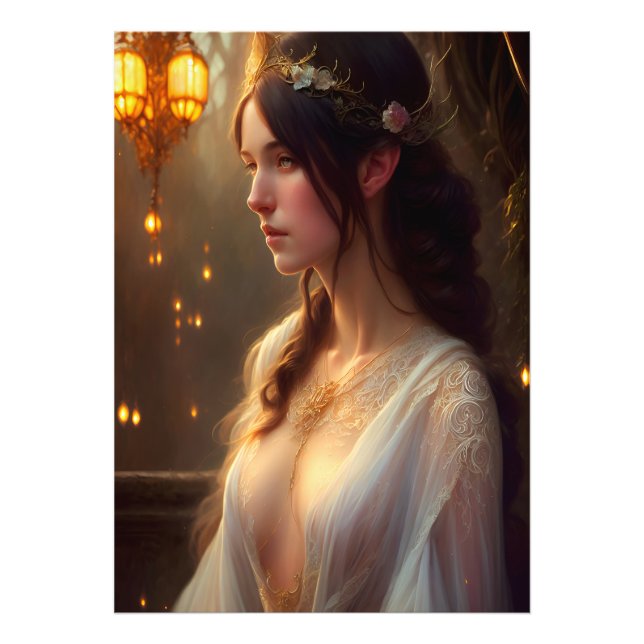 Foto Princesa Elven con vestido de encaje blanco (Frente)
