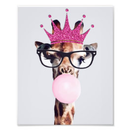 Foto Princesa Giraffe ondeando chicle rosa