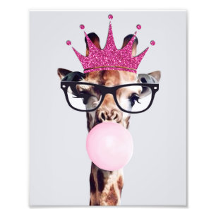 Foto Princesa Jirafa Soplando chicle rosa