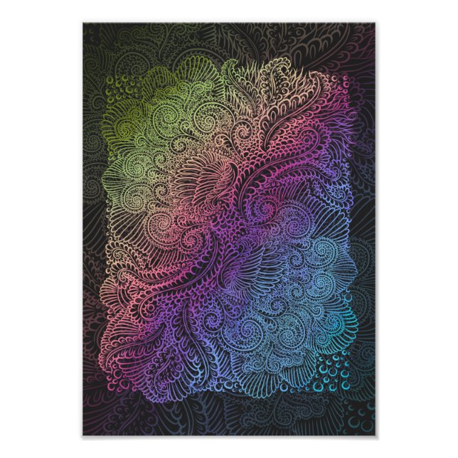 Foto Prismatic Swirl | Arte de plumas fractales arcoiri (Frente)