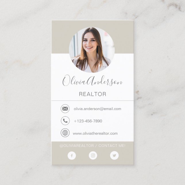 Foto profesional Tarjeta de presentación Beige Ter (Anverso)