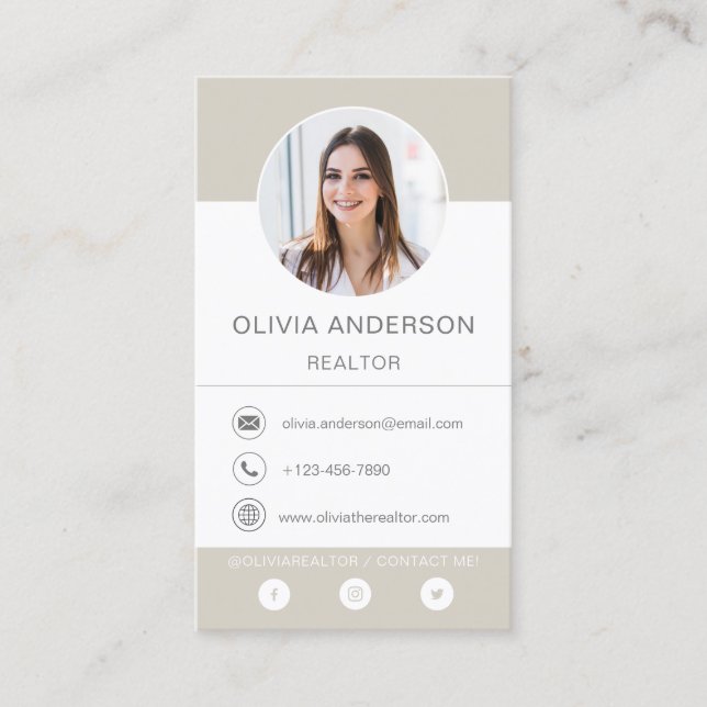 Foto profesional Tarjeta de presentación Beige Ter (Anverso)