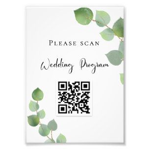 Foto Programa de bodas Código QR verde eucalipto