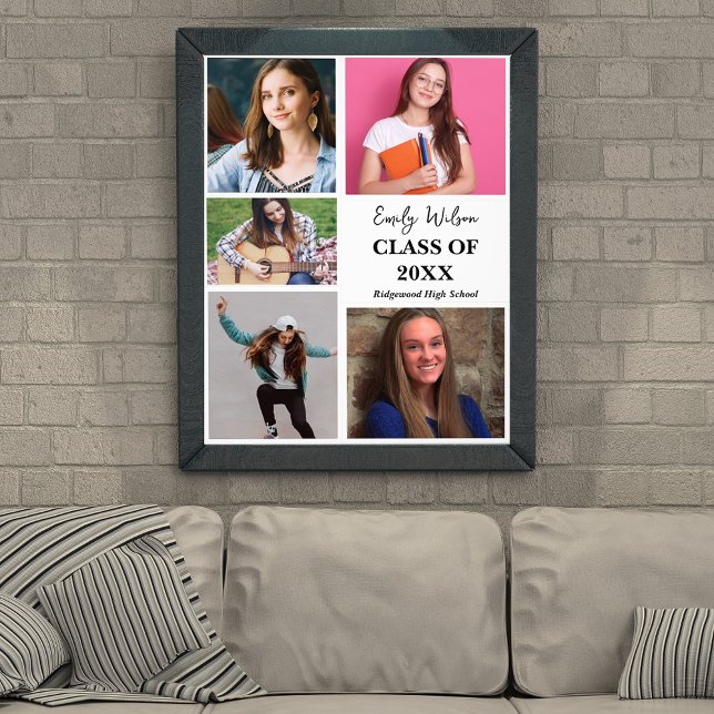 Foto Promoción 2026 Anuncio de graduación de los mayore (Class of 2026 Graduation Announcement Poster | Multi Photo Senior Graduation Keepsake Print)