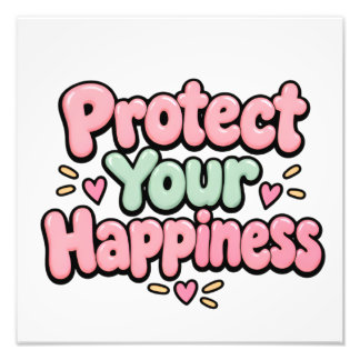 Foto Protege tu felicidad cartel de tipografía rosa lin