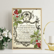 Publicidad en cuero vintage y poster de flores