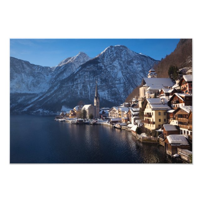 Foto Pueblo de Hallstatt en la nieve en invierno (Frente)