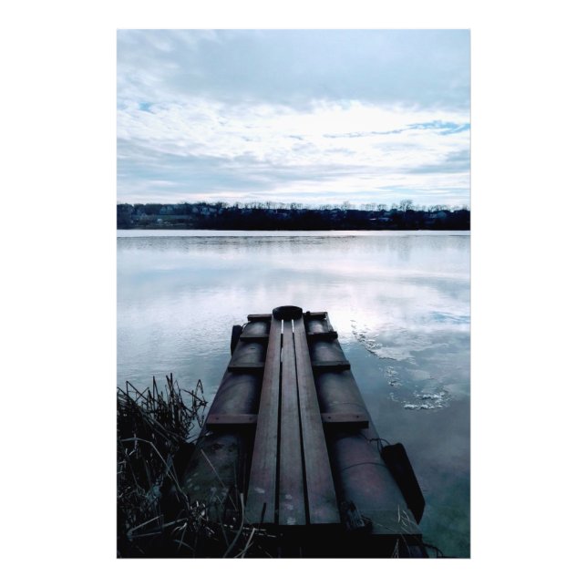 Foto Puente de pescadores del río Dniéper con cañas (Frente)