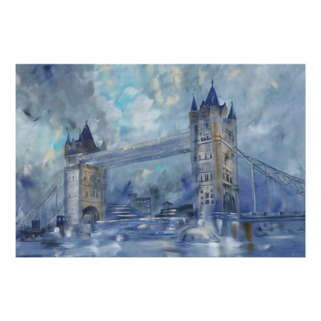 Foto Puente de torres de Londres pintura gris verde azu (Frente)
