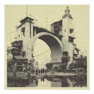 Foto Puente en Arco Sepia Vintage Mercado Fluvial
