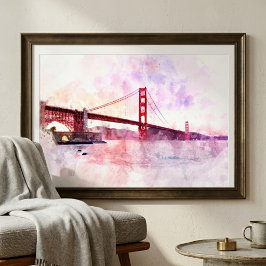 Foto Puente Golden Gate Acuarela al Atardecer