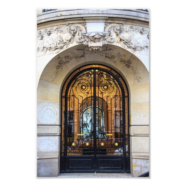 Foto Puerta de París: hierro negro y oro y vidrio - (Frente)