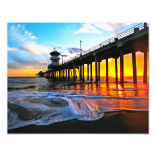 Foto Puesta de sol en el muelle de Huntington Beach