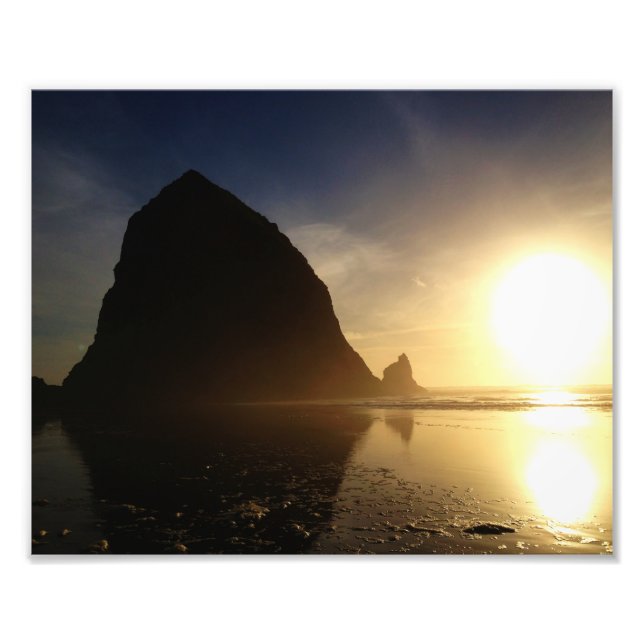 Foto Puesta de sol sobre Cannon Beach, Oregón (Frente)
