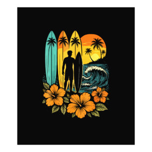 Foto Puesta de sol tropical en la playa de surf retro