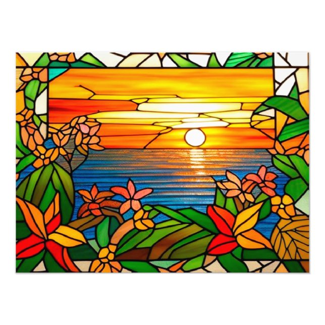 Foto Puesta de sol tropical sobre el horizonte del océa (Frente)