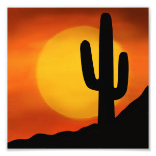 Foto Puesta del sol de Arizona con el cactus en el