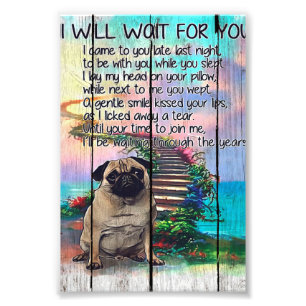 Foto Pug Te Esperaré, Pug Lover Regalo, Pug Dog