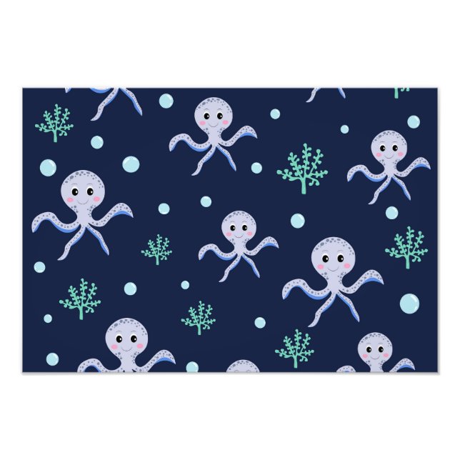 Foto Pulpo bajo el mar patrón infantil (Frente)