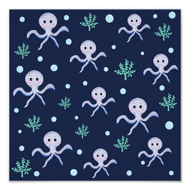Foto Pulpo bajo el mar patrón infantil (Frente)