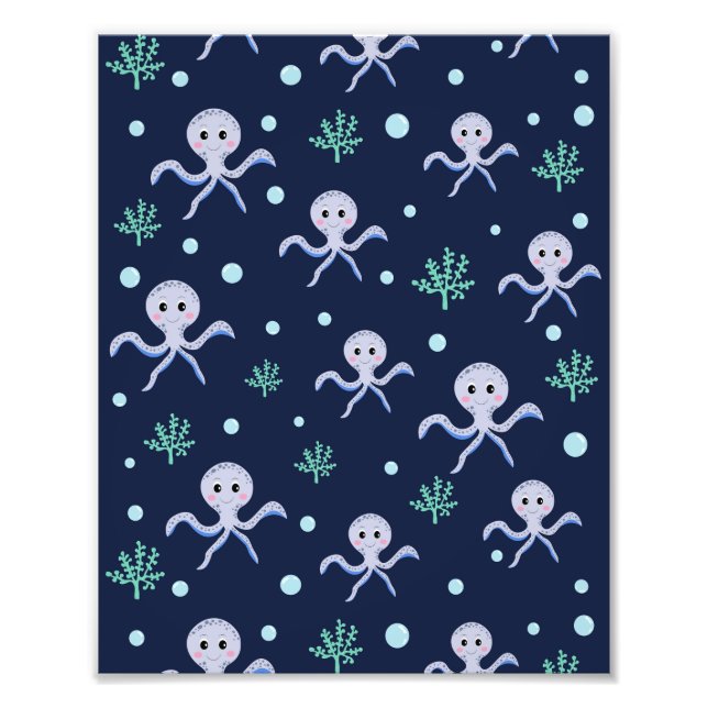 Foto Pulpo bajo el mar patrón para niños (Frente)