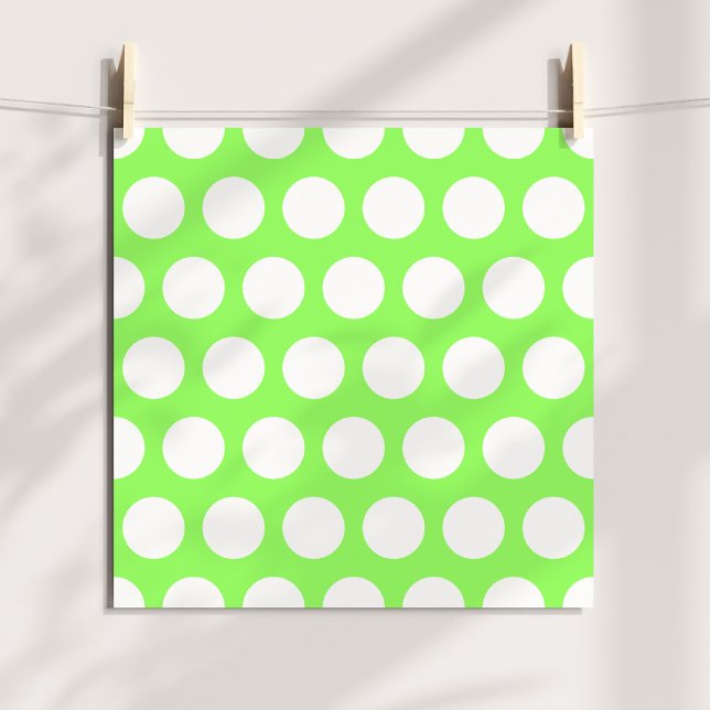 Foto Puntos de polka verde y blanco (Green and White Polka Dots Photo Print)
