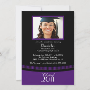 Foto púrpura y negra con clase de la invitación de