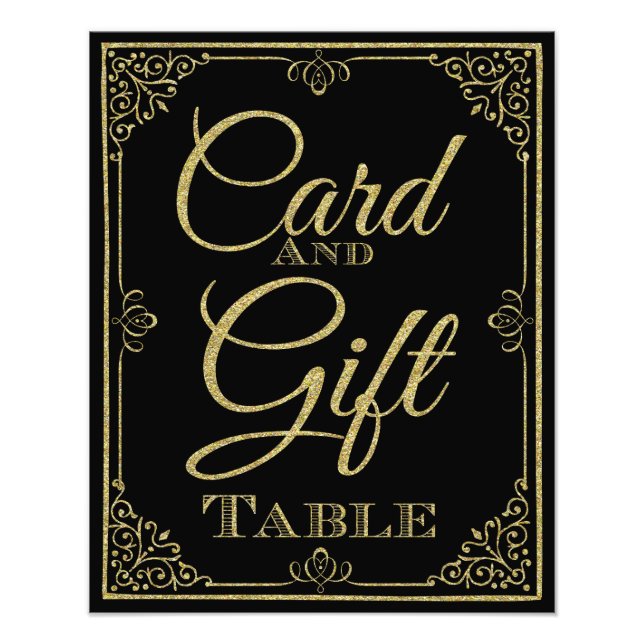 Foto purpurinoso de la tarjeta de oro y negro y del sig (Frente)