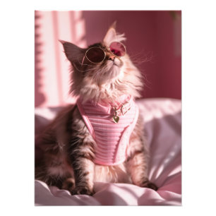 Foto Purrfección rosa: Moda de gato en estilo