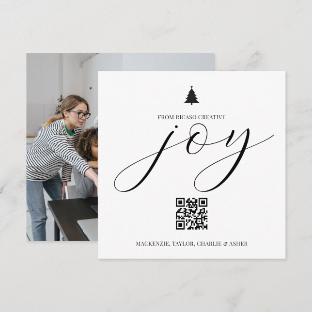 Foto QR Código de Navidad de Alegría Personalizado (Anverso / Reverso)