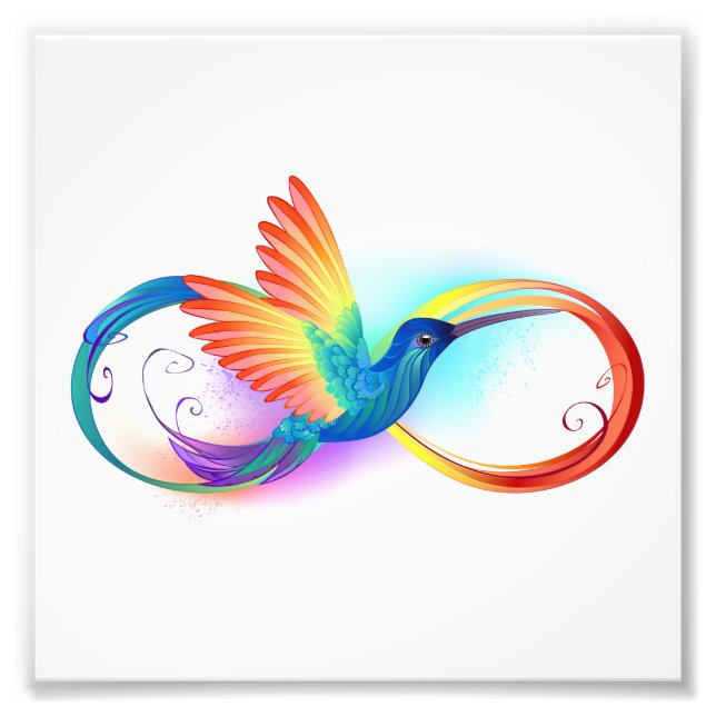 Foto Rainbow Hummingbird with Infinity symbol (Frente)
