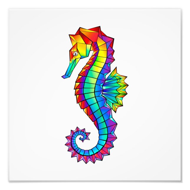 Foto Rainbow Polygonal Seahorse (Frente)