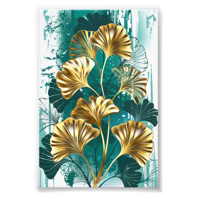 Foto Rama con hojas doradas Ginko Biloba (Frente)