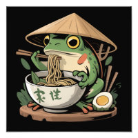 Rana comiendo ramen kawaii neko fideos japoneses
