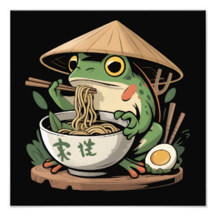 Foto Rana comiendo ramen kawaii neko fideos japoneses