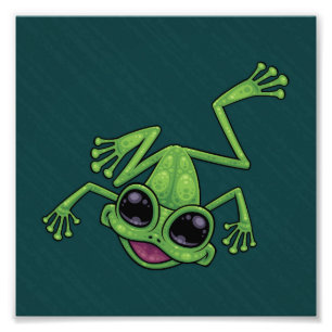 Foto Rana de árbol verde feliz