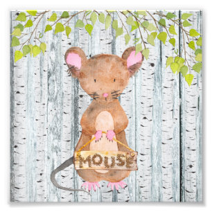 Foto Ratón- Amigos de Woodland - ilustracion acuarela