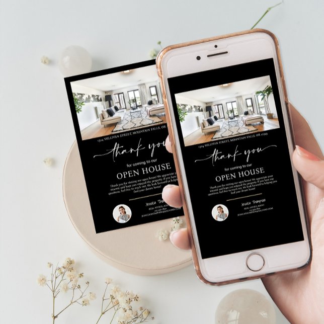 Foto Real Estate Open House Script Tarjeta de agra (Photo Real Estate Open House Script Thank You Card)