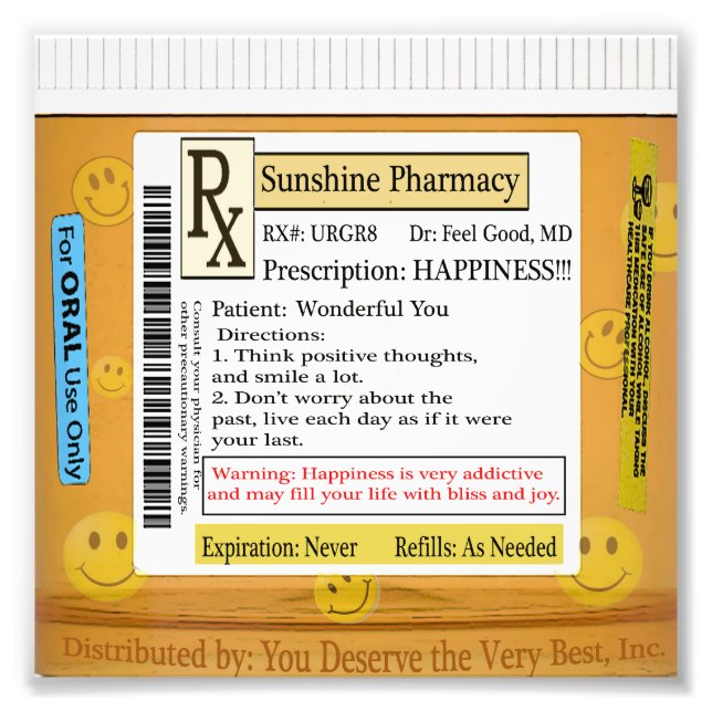Foto Receta de RX para la felicidad (Frente)