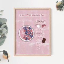 Receta moderna de fruta rosa Smoothith Poster de A