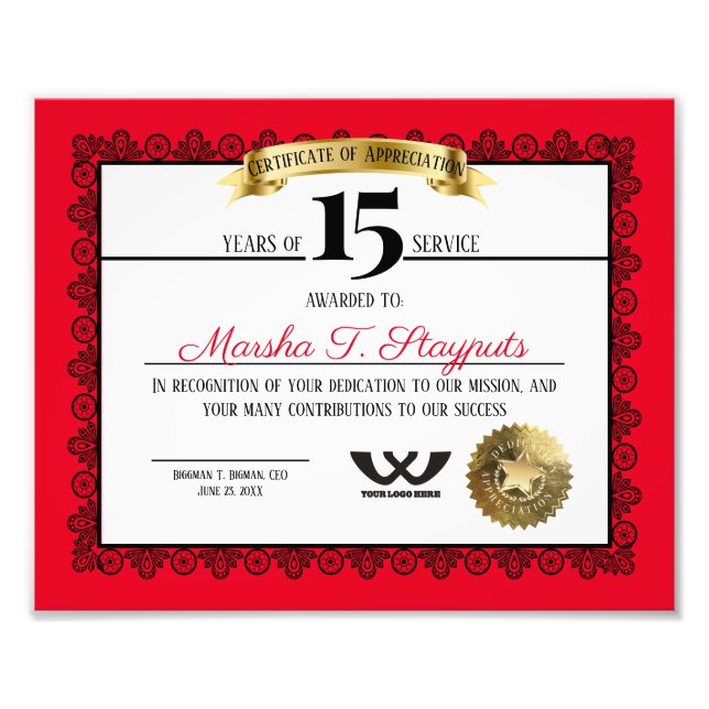 Foto Reconocimiento del aniversario de un empleado impo (Frente)