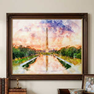 Foto Reflejo del Monumento a Washington en Puesta de So