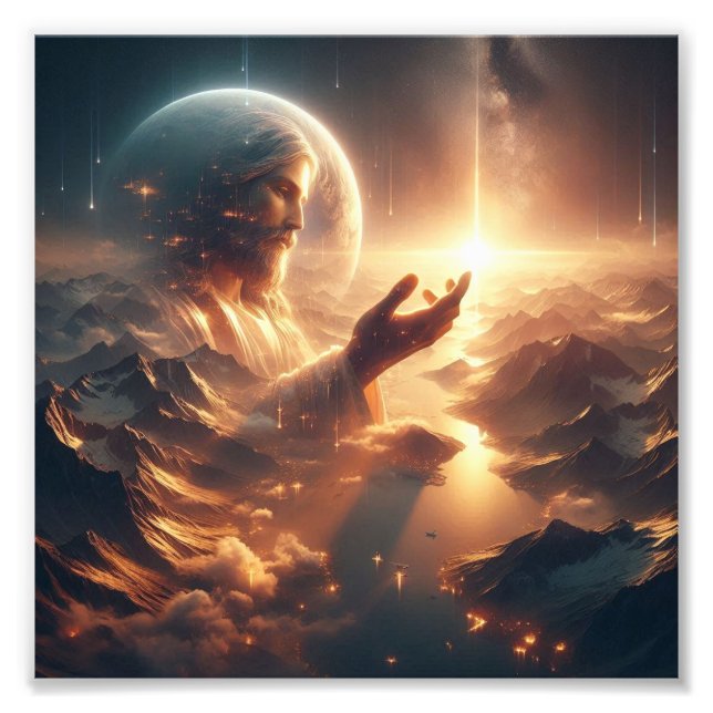 Foto "Reflexión divina: Jesús en armonía cósmica" (Frente)