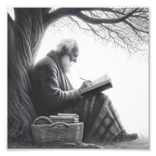Foto Reflexión eterna hombre de edad con lecturas abier