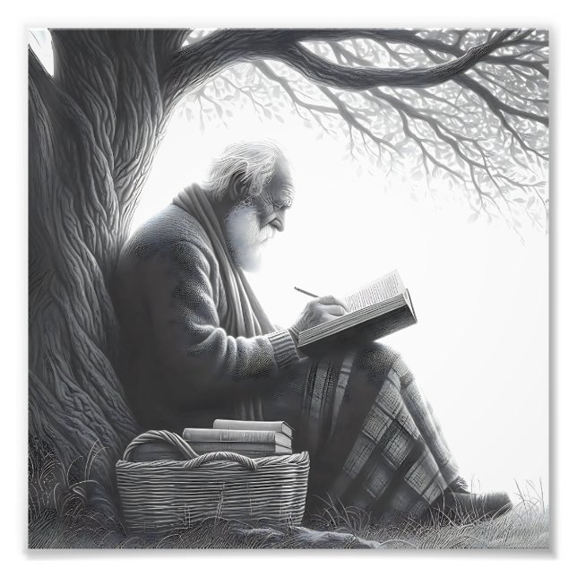 Foto Reflexión eterna hombre de edad con lecturas abier (Frente)