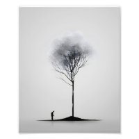 Reflexión solitaria Minimalista en blanco y negro