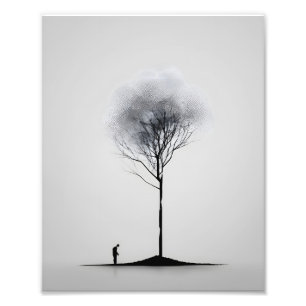 Foto Reflexión solitaria Minimalista en blanco y negro