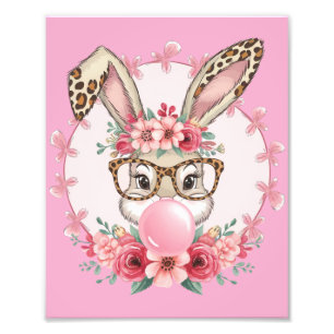 Foto Regalo de conejo floral lindo de Pascua Leopardo