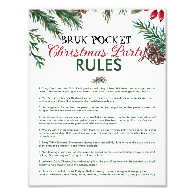 Foto Reglas del Fiesta de Navidades de bolsillo de Bruk (Frente)