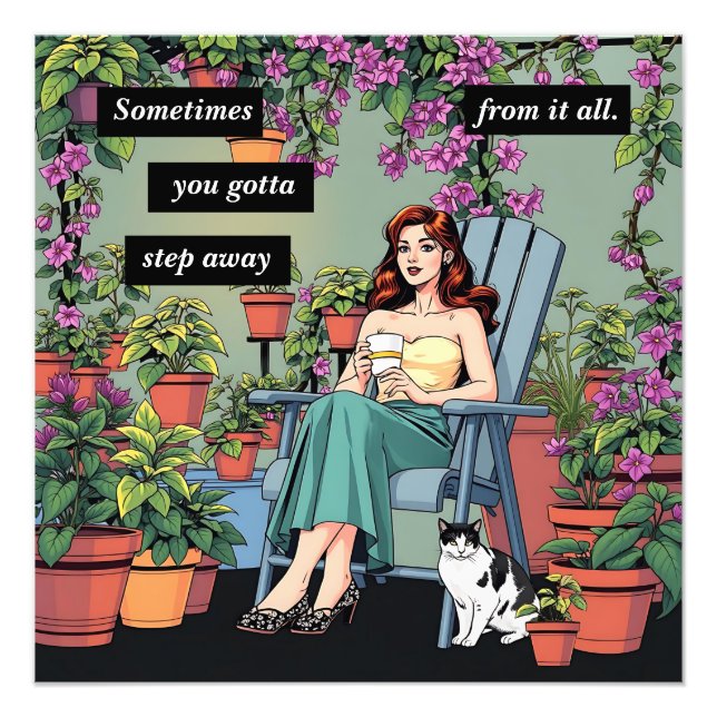 Foto Relajarse con café, gatos y plantas (Frente)